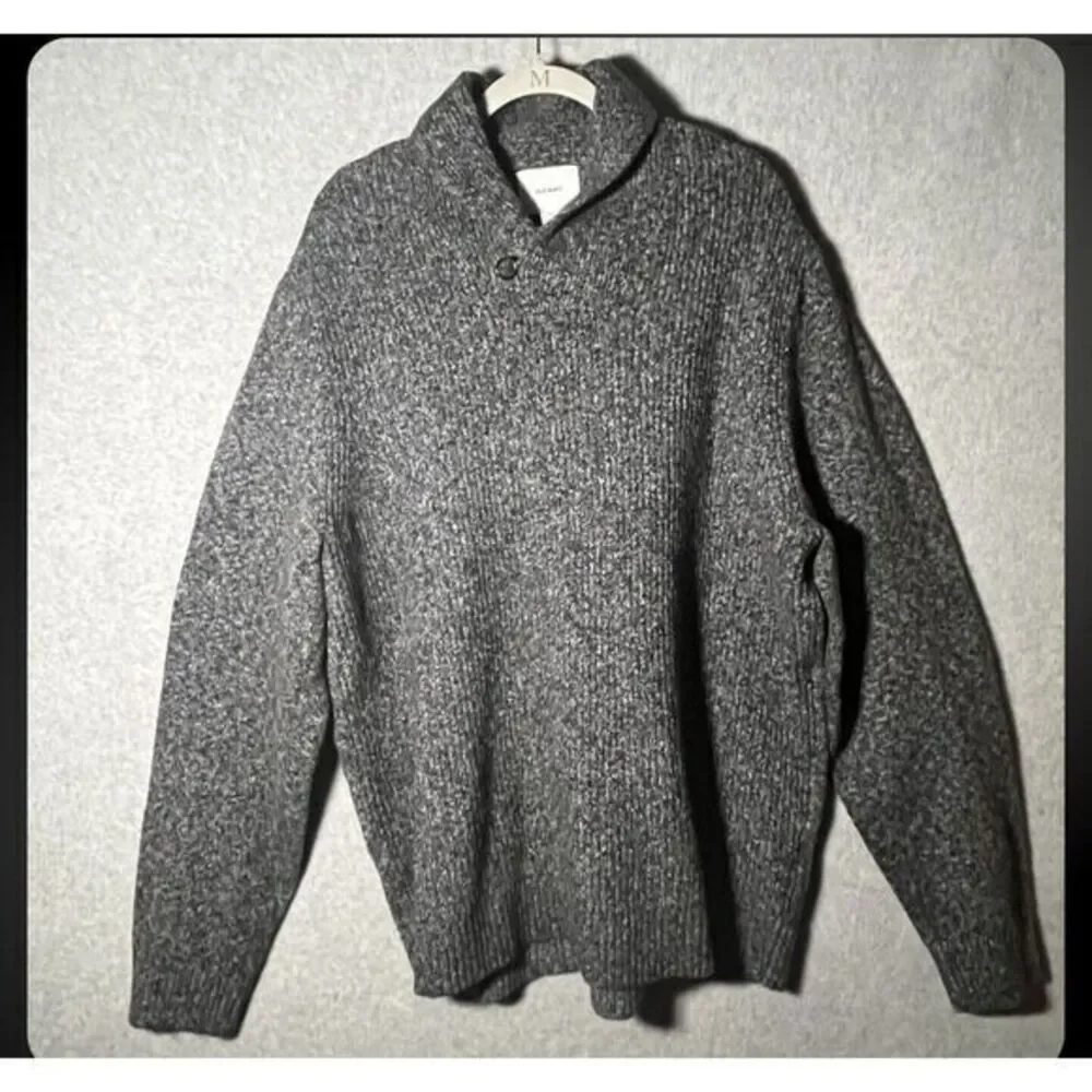 Old Navy Button Collar Pullover Sweater Mens XXL Marled Grunge‎ Grampa Retro